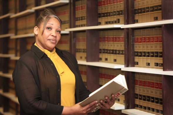 African American Attorney Woman in Law Library