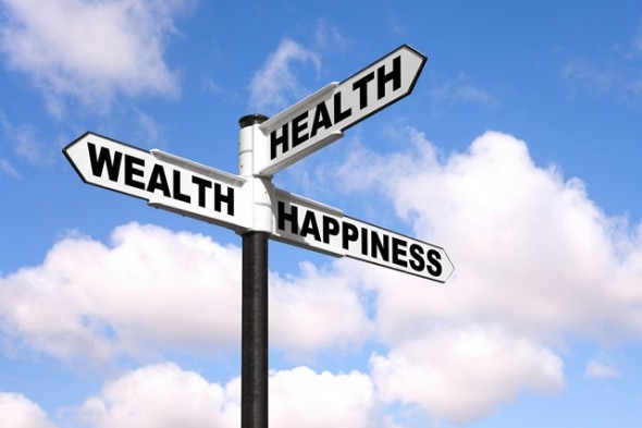 Health Wealth Happiness sign post