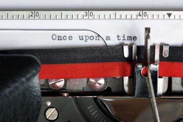 Old typewriter with typewritten words 'Once Upon a Time'